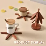 Christmas Tree Bamboo Trivet Set – Foldable Heat-Resistant Coasters for Kitchen & Dining - Image 2