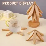 Christmas Tree Bamboo Trivet Set – Foldable Heat-Resistant Coasters for Kitchen & Dining - Image 3